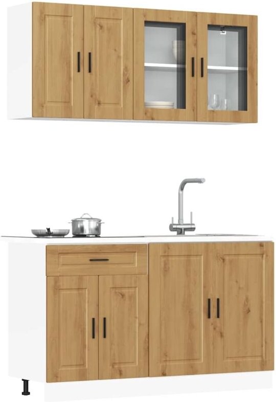 4-tlg. Küchenschrank-Set Kalmar Artisan-Eiche Holzwerkstoff - Vidaxl