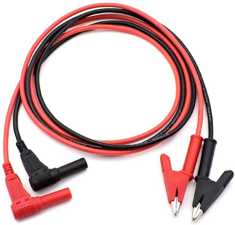 Dolaso - 2 Stück 14 Gauge Multimeter-Messleitungen, rechtwinkliger Bananenstecker auf Krokodilklemme, robustes Silikonka...