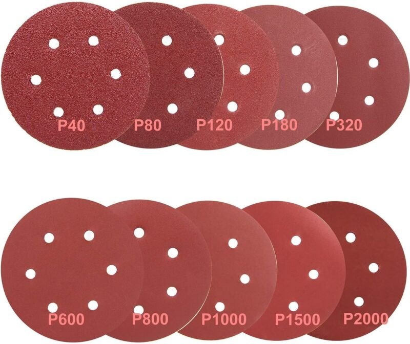 100 Stück 150 mm Schleifscheibe, Schleifscheibe, 40/80/120/180/320/600/800/1000/1500/2000 Schleifpapier (10 Scheiben pro...