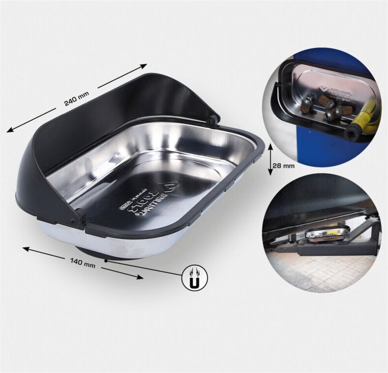 Brilliant Tools - Magnetisches Tablett / Schale aus Edelstahl mit Auffangrahmen 140 x 240 mm - BT691166