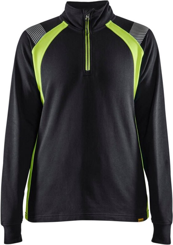Arbeitszip-Hoodie für Damen 3403 - Schwarz/Neongelb M