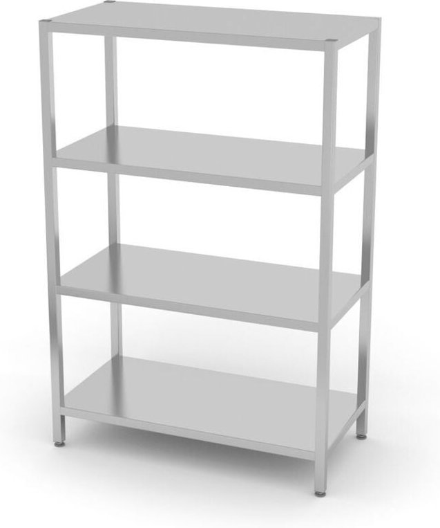 Gastronomie-Lagerregal aus Edelstahl, 4 volle Regale, 180(h)x100x50cm – Hendi 812532