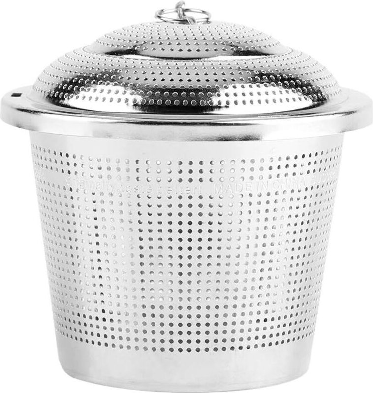 Gewürzkugel mit Kettendeckel aus Edelstahl, Gewürzfilter zur Trennung von Küchengewürzen, Filterkorb, Siebbeutel (L)