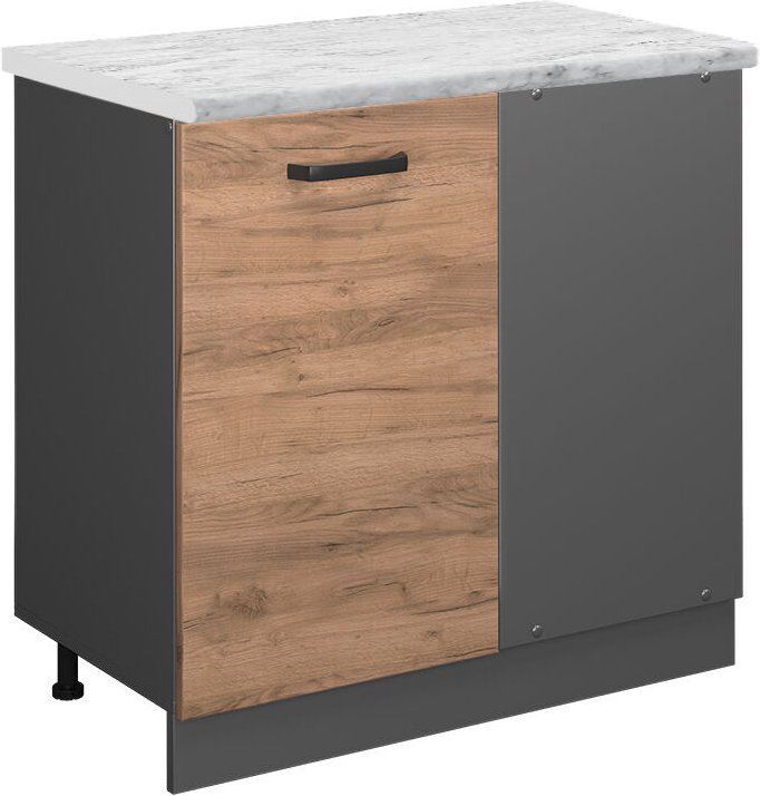 Vicco - Eckunterschrank R-Line, Goldkraft Eiche, 86 cm ap Marmor