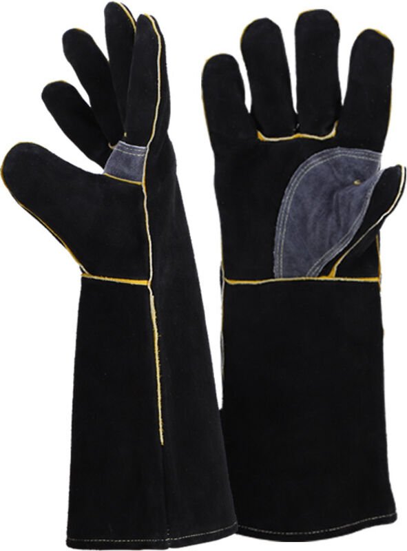 Thumbnail - Gants extrêmement résistants au feu et à la chaleur, en cuir avec coutures Kevlar, idéaux pour les cheminées, poêles, fo...