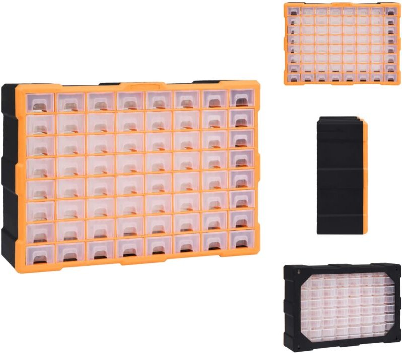 Werkzeugkästen - Living Multi-Schubladen-Organizer mit 64 Schubladen 52x16x37,5 cm - Orange