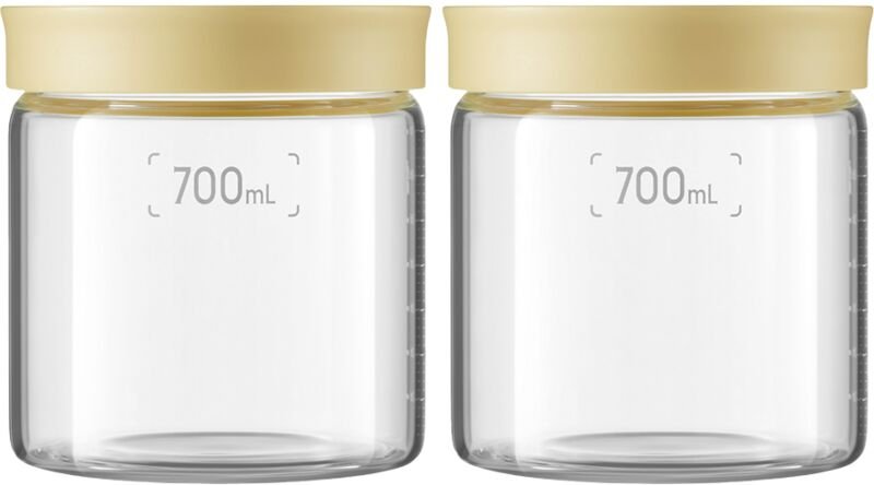 Thumbnail - BUYDEEM 700 ml, sanft gelbe Glasbehälter mit Deckel, Modell CS1014