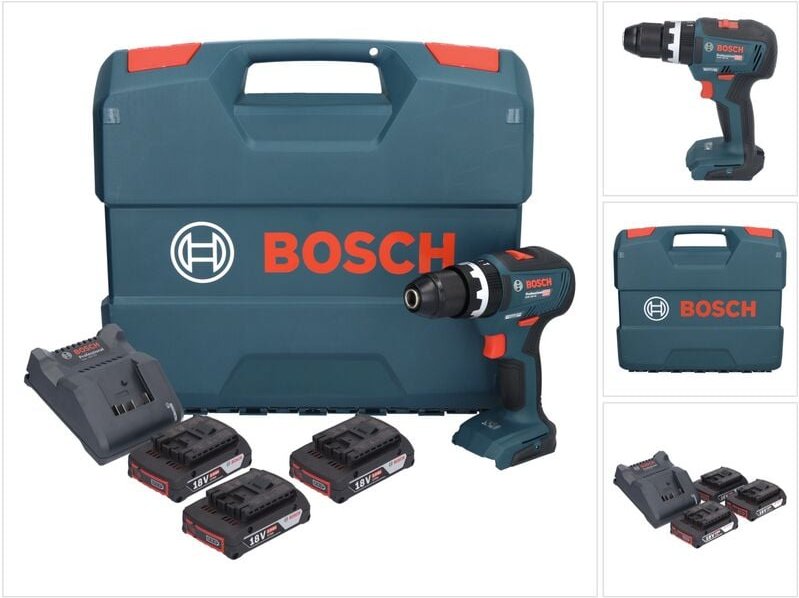 Thumbnail - Bosch GSB 18V-55 Professional Akku Schlagbohrschrauber 18 V 55 Nm Brushless ( 0615990M5V ) + 3x Akku 2,0 Ah + Ladegerät ...