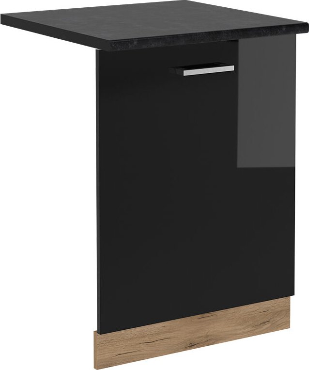 Vicco - Geschirrspülblende R-Line, Schwarz Hochglanz, 60 cm , ap Anthrazit