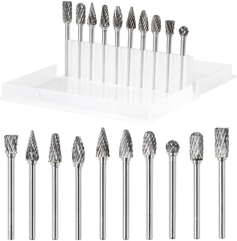 Thumbnail - SHINING HOUSE Set mit 10 Doppelschnitt-Rotationsgraten aus Wolframkarbidstahl, Rotationsgraten für Elektrowerkzeuge, 1/8...