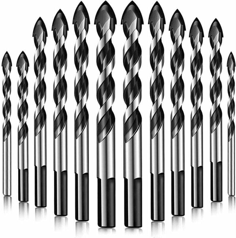 Thumbnail - Gabrielle - 12-teiliges Fliesenbohrer-Set, geeignet für dreieckige Bohrer für Kohlenstoffstahl, Holz, Porzellan, Beton, ...