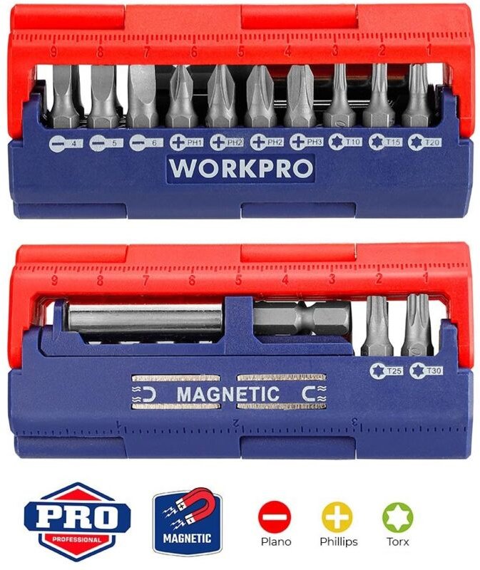 Set mit 13 Schraubendreher-Bits (metrisch) Workpro