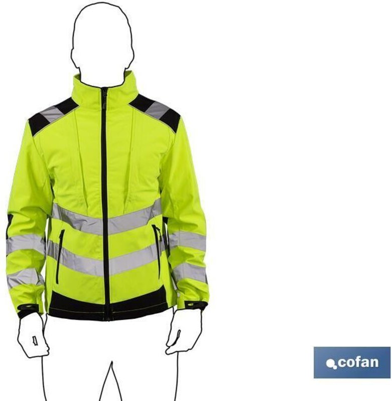 Warnschutz-Softshell Alfa Centauri, Modell Gelb und Schwarz, Größe m