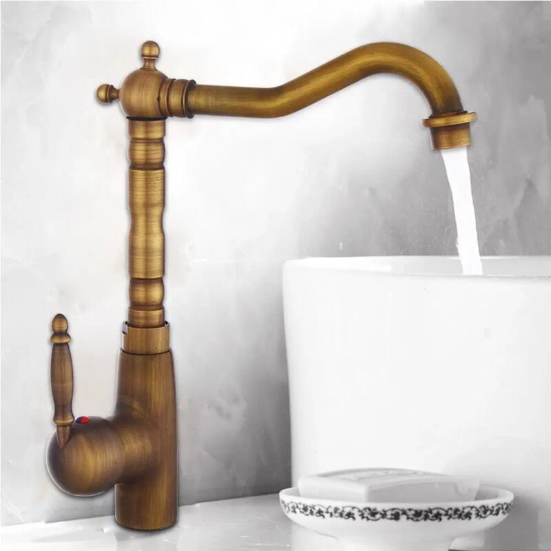 Nostalgie Einhebel Wasserhahn Waschbecken Retro Waschtischarmatur Mischbatterie Einhebelmischer Wasserfall Armatur