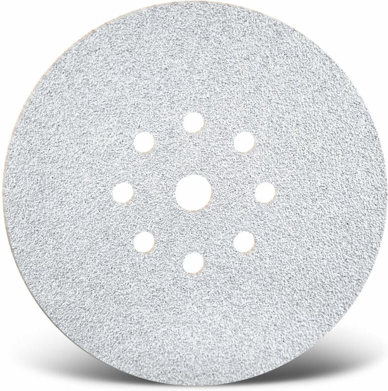 White Klett-Schleifscheiben, 225 mm, 9-Loch, f. Trockenbauschleifer, Normalkorund (5 Stk.) K320 - Menzer