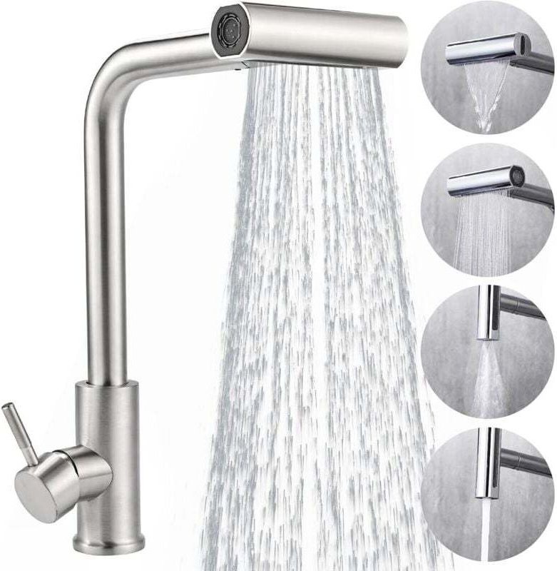 Rubinetto da cucina con doccetta estraibile, miscelatore da cucina in acciaio inox, rubinetto da cucina girevole a 360°,...