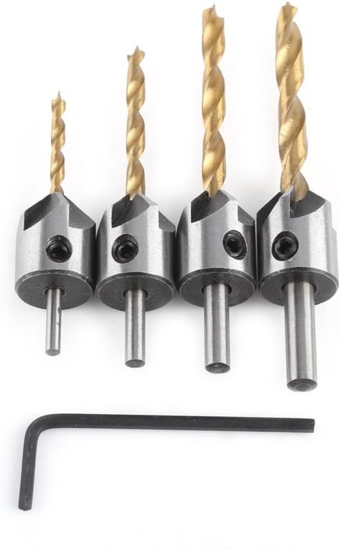 Beijiyi - Holzbohrer mit Senker, Stahl-Hochgeschwindigkeits-Holzbohrer, konischer Holzsenker mit Sechskantschlüssel, Rei...