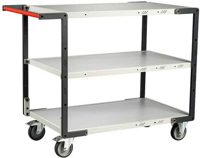 Rollwagen mit nicht markierenden TPE-Rollen - 3 melaminbeschichtete Holzablagen 850 x 495 mm - Tragfähigkeit 250 kg - 88...