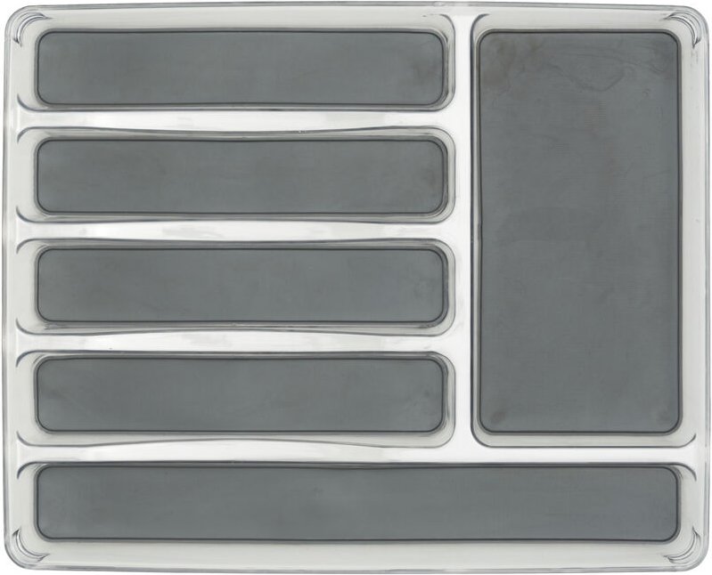 Besteckkasten 6 Fächer, Grau, Kunststoff (pet) transparent, Kunststoff (tpr) grau - grau - Wenko