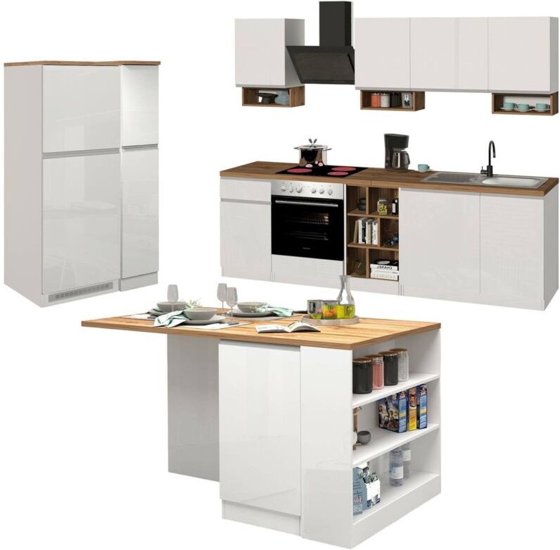 Dmora - Komplette Küche Baptiste, Modulares Küchenset, Modulare Küche mit mehreren Elementen, 100 % Made in Italy, Glänz...