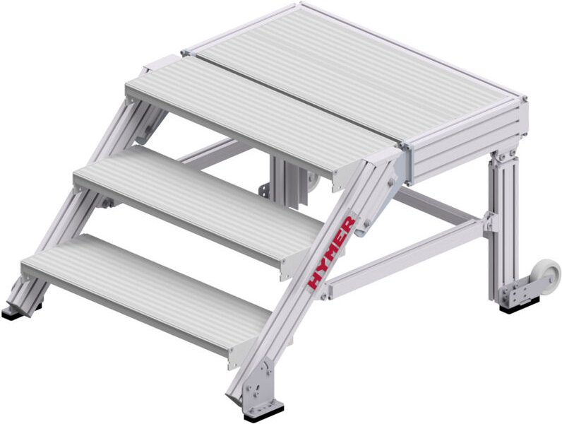 Hymer Treppenpodest mit großflächigerPlattform und 2 Rollen 800mm Stufenbreite 3 Stufen