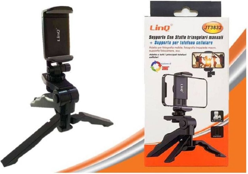 Trade Shop Traesio - Trade Shop - 360° drehbare smartphone-halterung mit dreieckigen halterungen JT3832 -