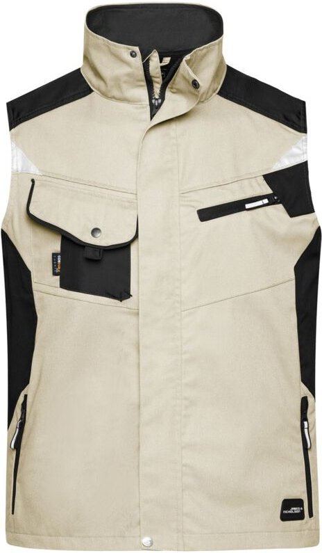 James&nicholson - Workwear Weste JN822 Gr. 6XL stone/black