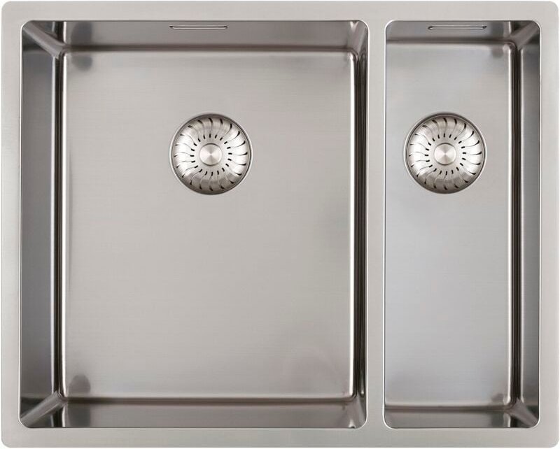 Solido 3D-Spüle CAPP3415R10 Edelstahl Doppel Spülbecken 550x440mm - Spüle mit Integral Siebkorbüberlaufventil