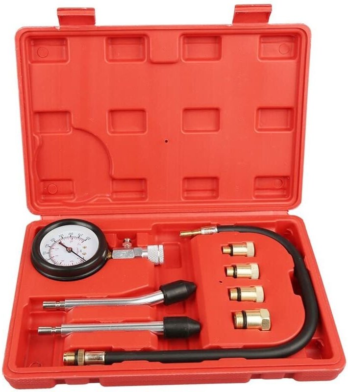 Motorkompressionstester, Kfz-Zündkerzentester-Kit, Druckmesser-Werkzeugsatz zum Testen von Motorrädern, Autos, Außenbord...