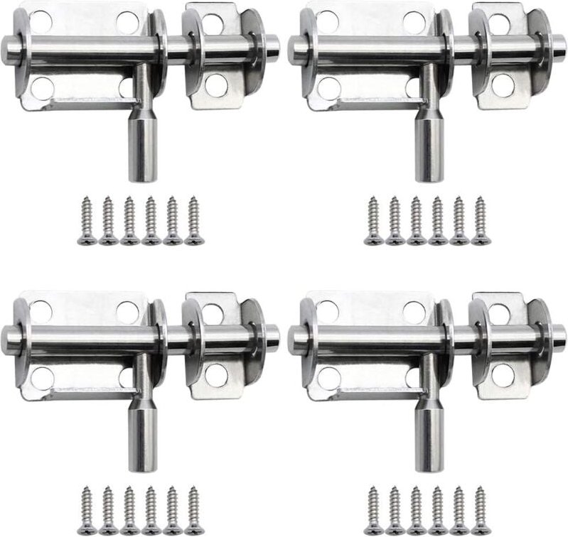 Schiebetürschlösser, 65 mm, Edelstahl, Sicherheitstürriegel mit Schrauben für Badezimmertür, Holztür, Haustiertür, Schla...