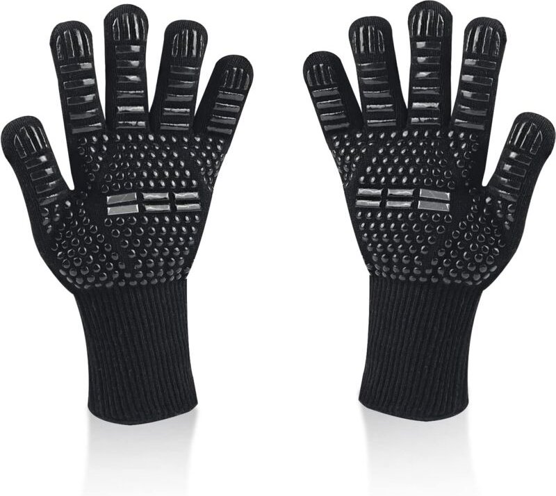 Qiyao - Gants de barbecue universels, résistants à la chaleur jusqu'à 800 °c, antidérapants, ignifuges, en silicone, ave...