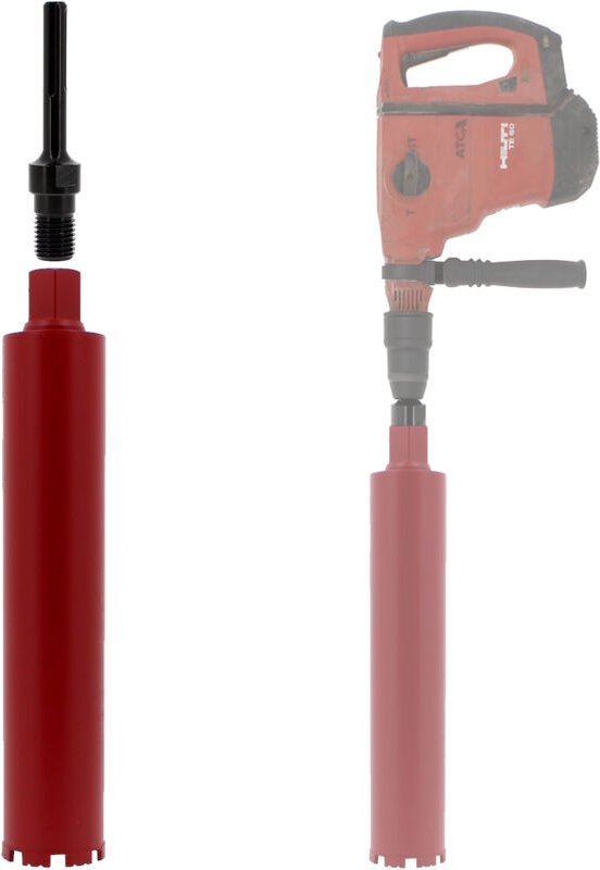 Diamantbohrkrone Ø 83 mm mit Adapter für Bohrmaschine und SDS-max-Bohrhammer