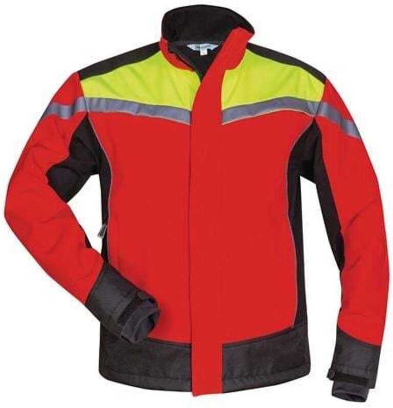 Waldarbeiter-Softshelljacke esche Gr.M rot/gelb/schwarz