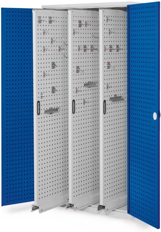 Kappes ®RasterPlan Vertikalschränke 1950x1000x600mm Modell 85 Lochplattentüren enzianblau