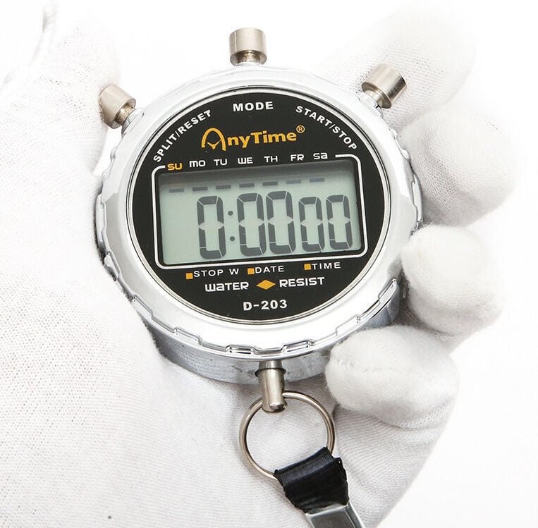 Digitale Stoppuhr, wasserdichter 1/100-Sekunden-Präzisionstimer, Taschenwecker mit großem LCD-Bildschirm Guazhuni