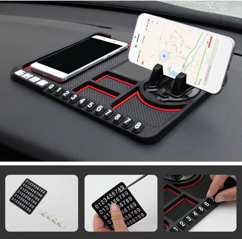Eosnow - Multifunktionale Auto-Anti-Rutsch-Matte, Telefonhalter, temporärer Parkplatz, Nummernschild, Aufbewahrungsunter...