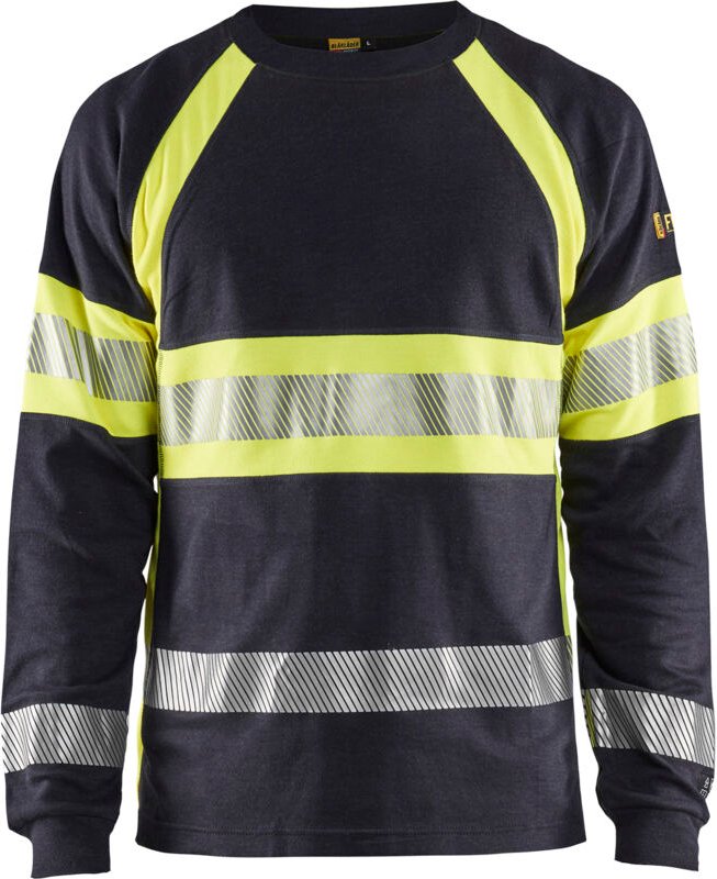 Arbeits-T-Shirt mit langen Ärmeln, flammhemmend, inhärent 3484 – Marine/Neongelb XXXL