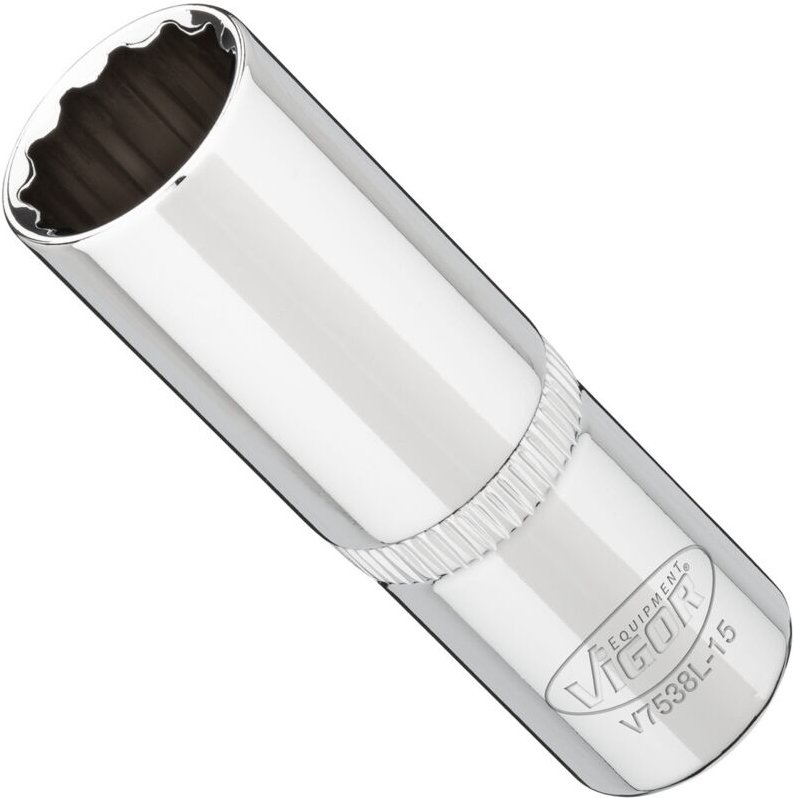 VIGOR Steckschlüsseleinsatz, lang, 3/8 (10 mm) Vierkant hohl, Außen Doppelsechskant Profil, SW 15 mm