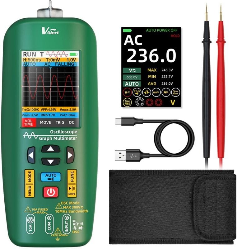 O1 Digitalmultimeter TRMS mit Farb-LCD-Oszilloskop, 4 Ergebnisse, tragbarer Oszilloskoptester, 10 MHz, automatische Kali...