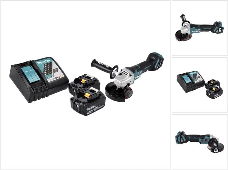 Makita DGA 517 RG Akku Winkelschleifer 18 V 125 mm Brushless + 2x Akku 6,0 Ah + Ladegerät