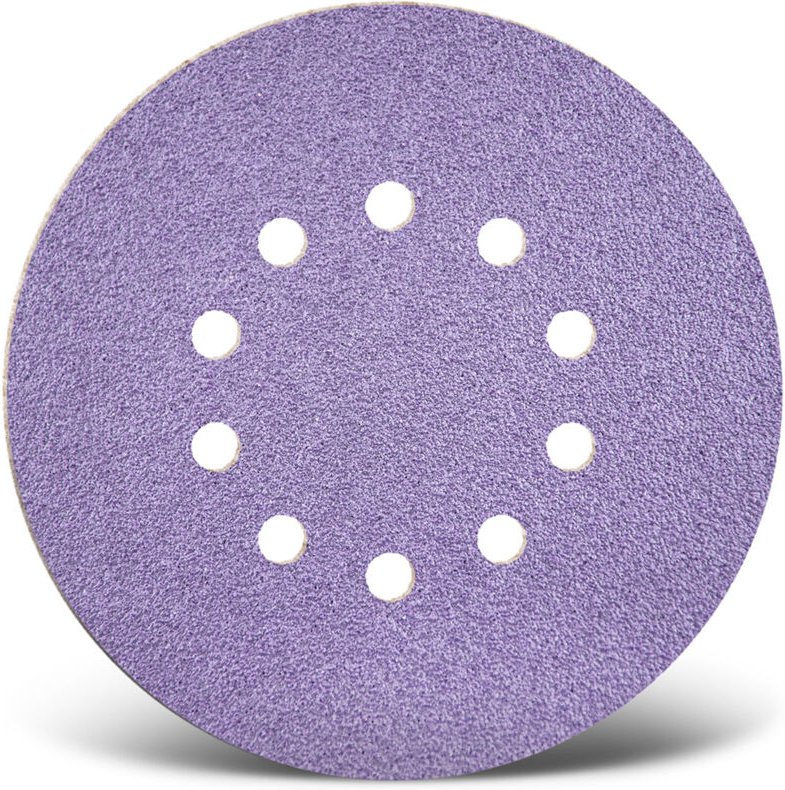 Purple hd Klett-Schleifscheiben, 225 mm, 10-Loch, f. Trockenbauschleifer, Keramik-Mix (5 Stk.) K120 - Menzer