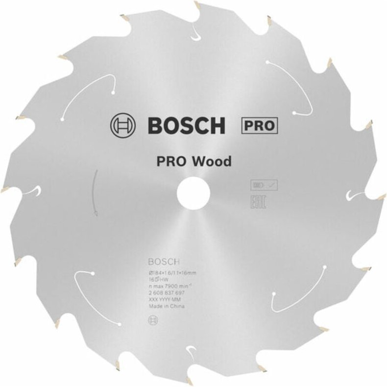 Bosch Kreissägeblatt Standard for Wood für Akkusägen 184x1.6/1.1x16, 16 Zähne