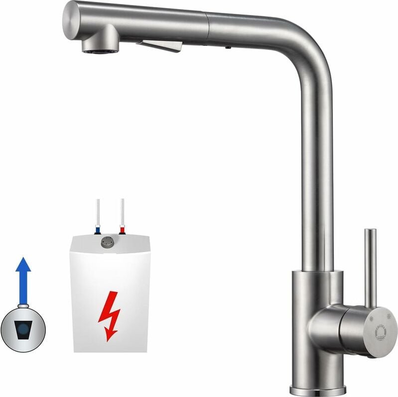 Niederdruck Armatur Küche Ausziehbar Cecipa Wasserhahn Küche 3 Anschlüsse, Küchenarmatur Niederdruck mit Brause, Mischba...