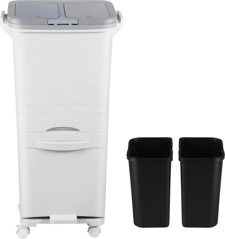 TolleTour 42L Abfalleimer Mülleimer Küche Müllsortier 4 Fächer Recycler Lagerschrank Pedal