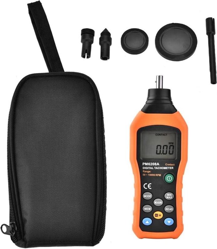 Digitaler Drehzahlmesser, PM6208A Kontakttyp Digitaler Drehzahlmesser Motor Motor LCD-Hintergrundbeleuchtung Display
