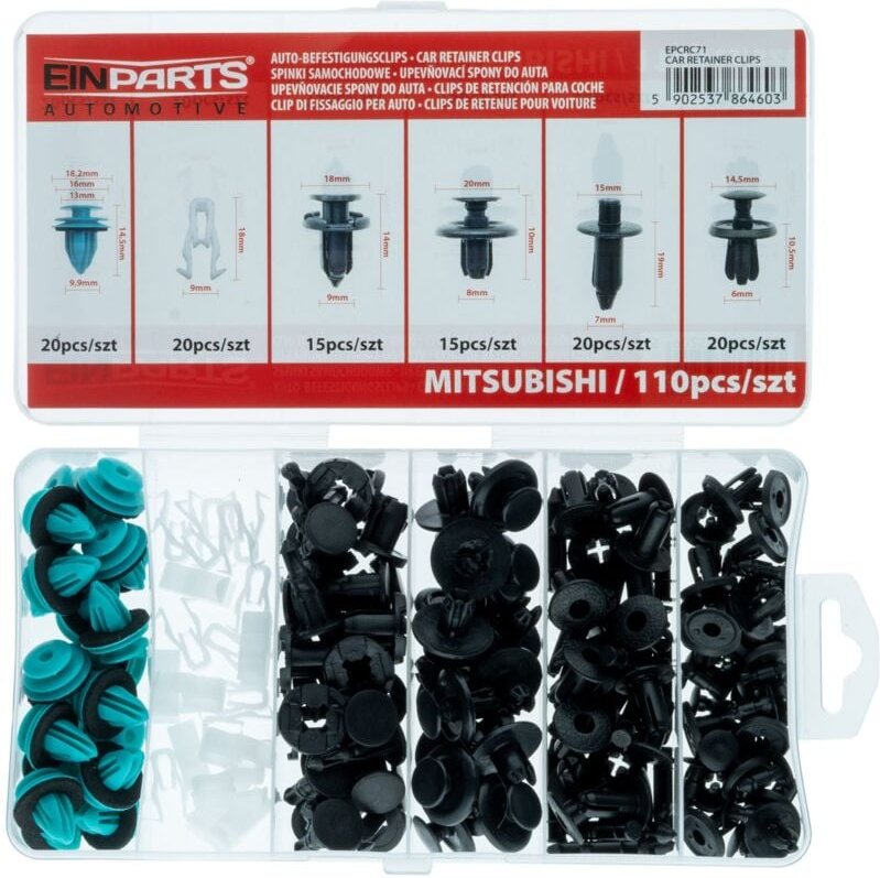 Pins und Clips speziell für Mitsubishi – 110-teiliges Set.