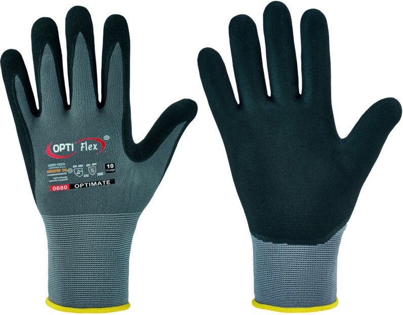 Opti Flex - optiflex 0680-12H Handschuhe optimate Größe 12 grau/schwarz en 420, en 388 psa-k