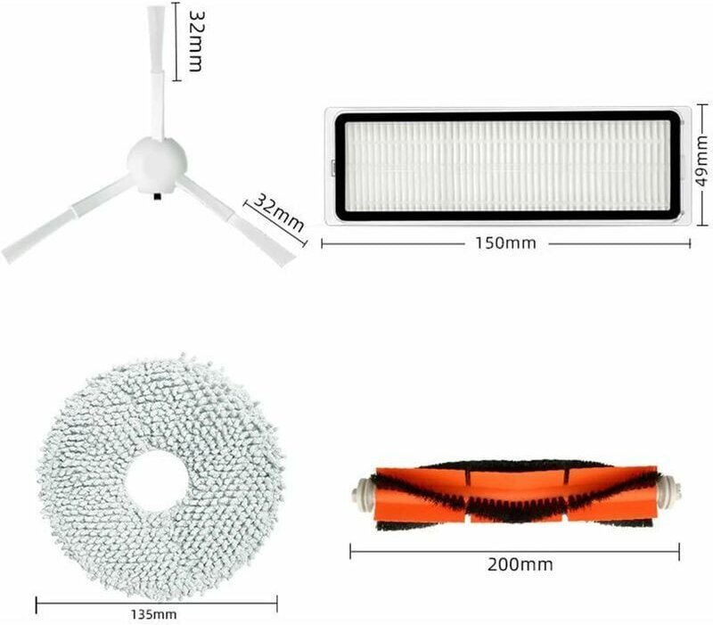 Zubehörset für eur (1 Bürste + 6 Seitenbürsten + 5 Filter + 4 Tücher) kompatibel mit Dreame Bot L10s Ultra Robot eur