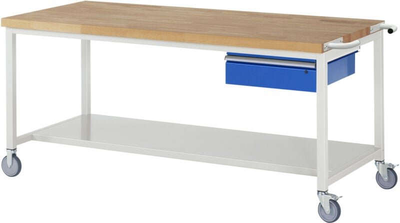 Fahrbare Werkbank 8001, B2000xT900xH880mm, Ablageboden-MT, 1x Schublade-TA - RAU