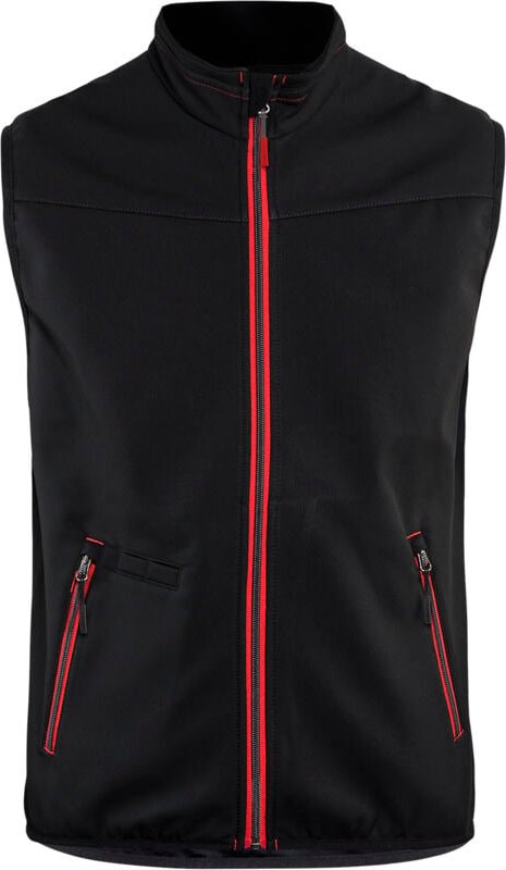 Blaklader - Blakläder Softshell Weste Service Plus, schwarz / rot, Unisex-Größe: 2XL